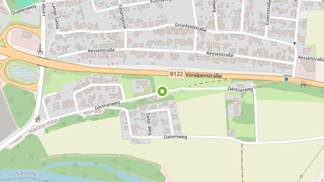 Lage des Projekts Sierning Sonnenseite, Gärtnerweg 25a, 4523 Sierning, Bezirk Steyr-Land