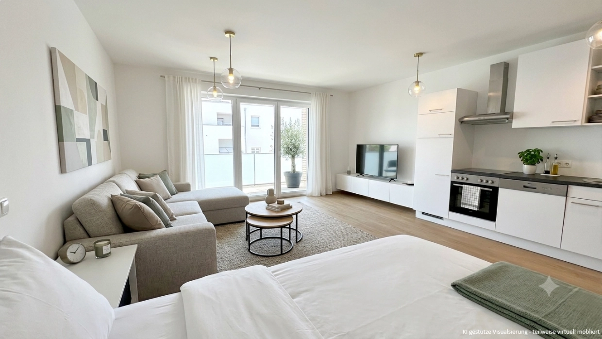 Wohnbereich der 1-Zimmer-Wohnung, Nestroystraße, St. Valentin
